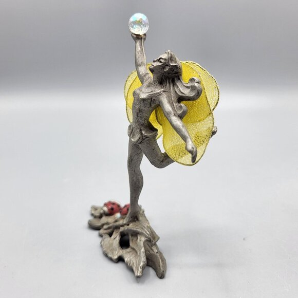 2000 Sunglo Signed Fairy Angel Figurine Butterfly Wings Crystal Ball Ladybugs - Picture 13 of 16